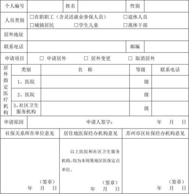 蘇州市社會醫療保險參保人員居外醫療登記表